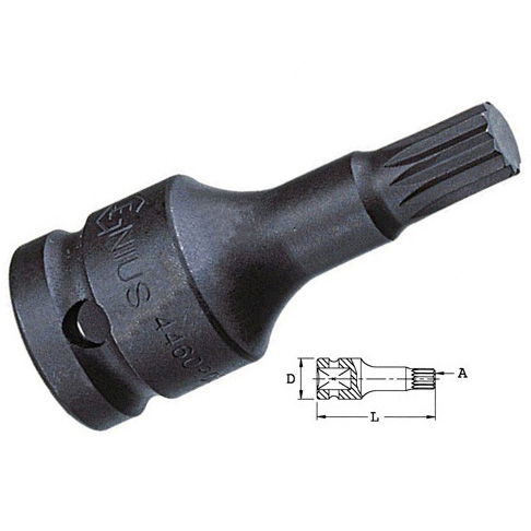 Genius Tools 4476T14 1/2"-os gépi dugókulcs fej, 12-szögű torx, M14 termék fő termékképe