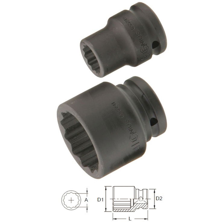 Genius Tools 655246 3/4"-os 12 lapú gépi dugókulcs fej, 46 mm termék fő termékképe