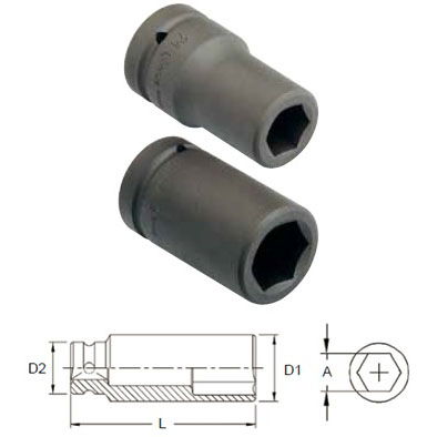 Genius Tools 849546 1"-os 6 lapú gépi dugókulcs fej, hosszított kivitel, 46 mm termék fő termékképe