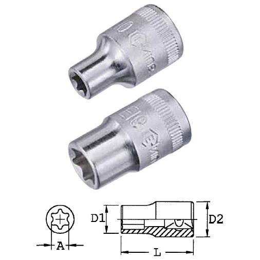 Genius Tools 454518 1/2"-os E-típusú (belső torx) dugókulcs fej, E-18 termék fő termékképe