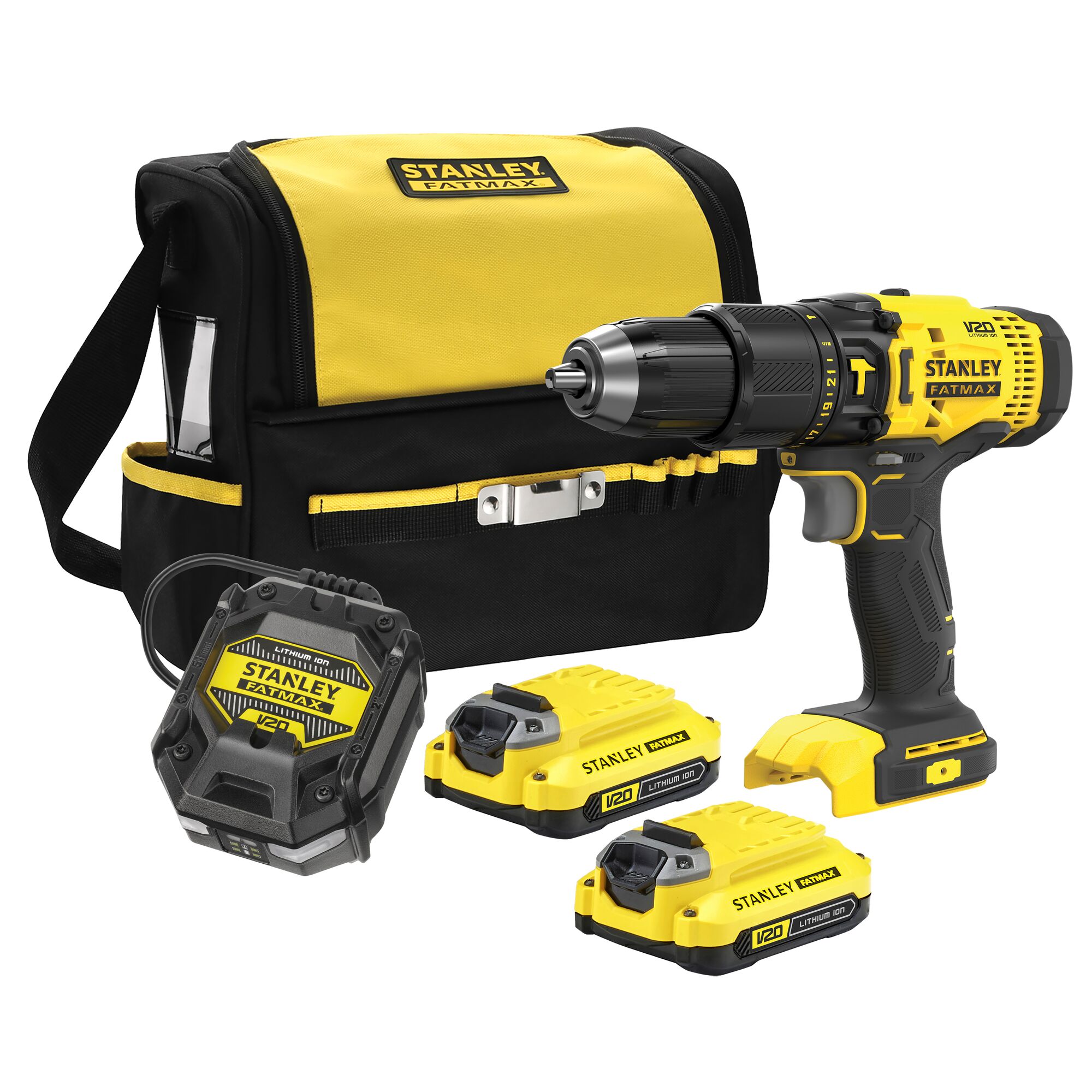Stanley SFMCD711C2S FATMAX® V20 akkus ütvefúró-csavarozó (2 x 1.5 Ah Li-ion akkuval, szerszámtáskában) termék fő termékképe