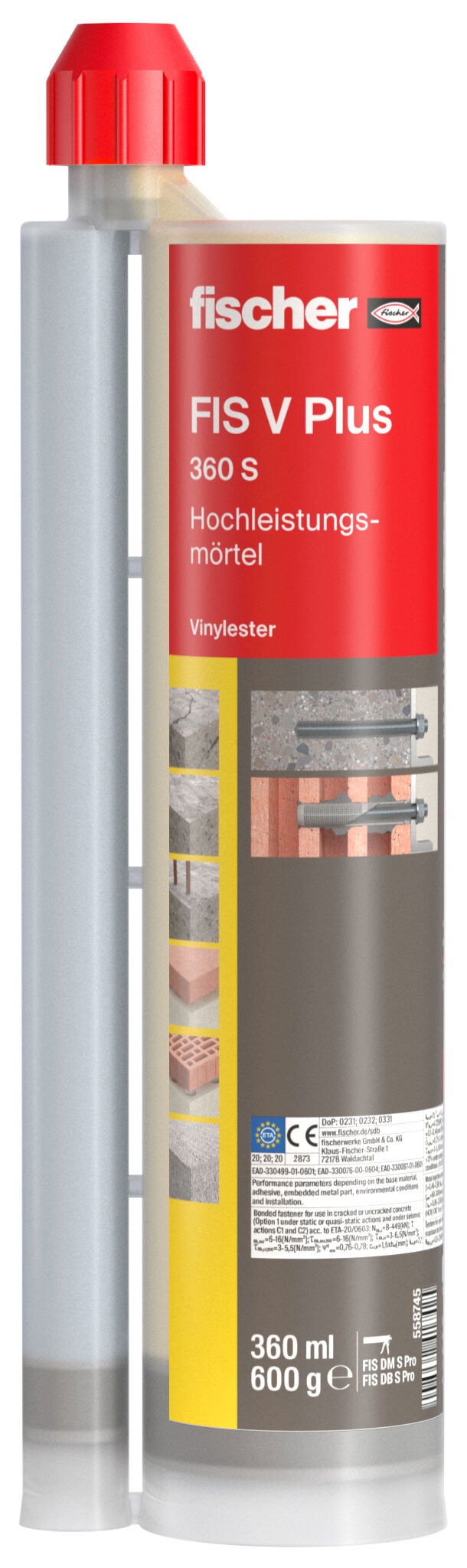 Fischer FIS V Plus 360 S injektáló ragasztó, 360 ml + 2 db FIS MR Plus keverőszár (DE) termék fő termékképe