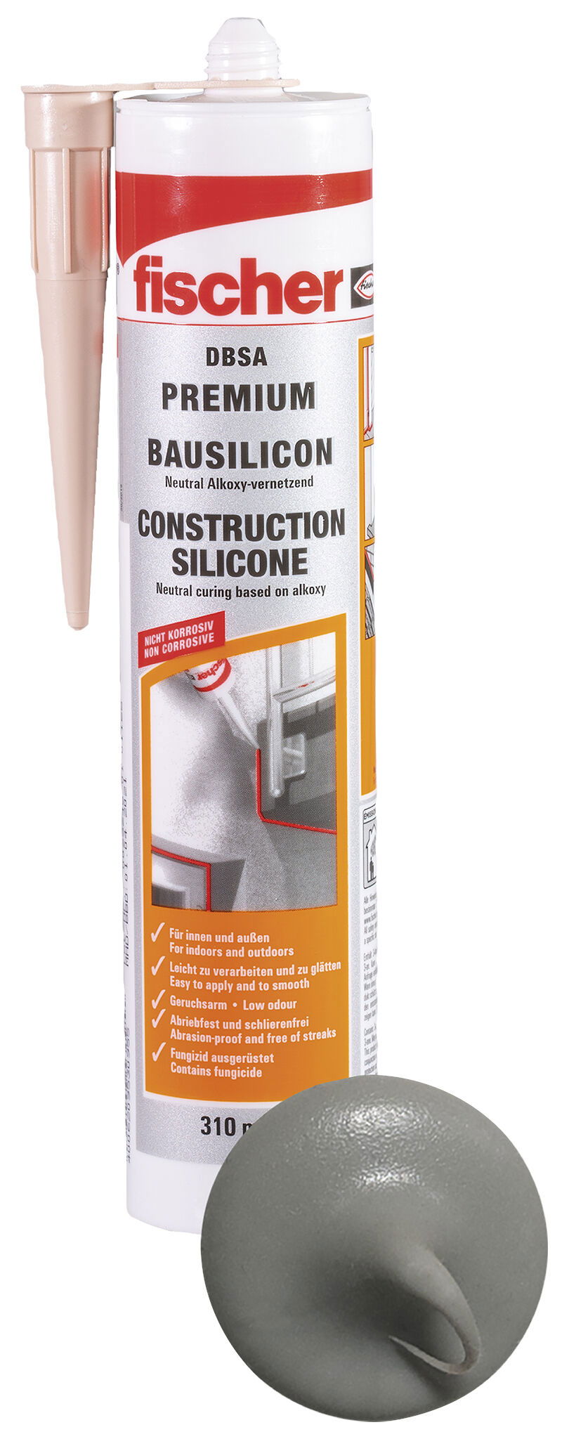 Fischer DBSA GR építőszilikon (DE/EN), szürke, 310 ml termék fő termékképe