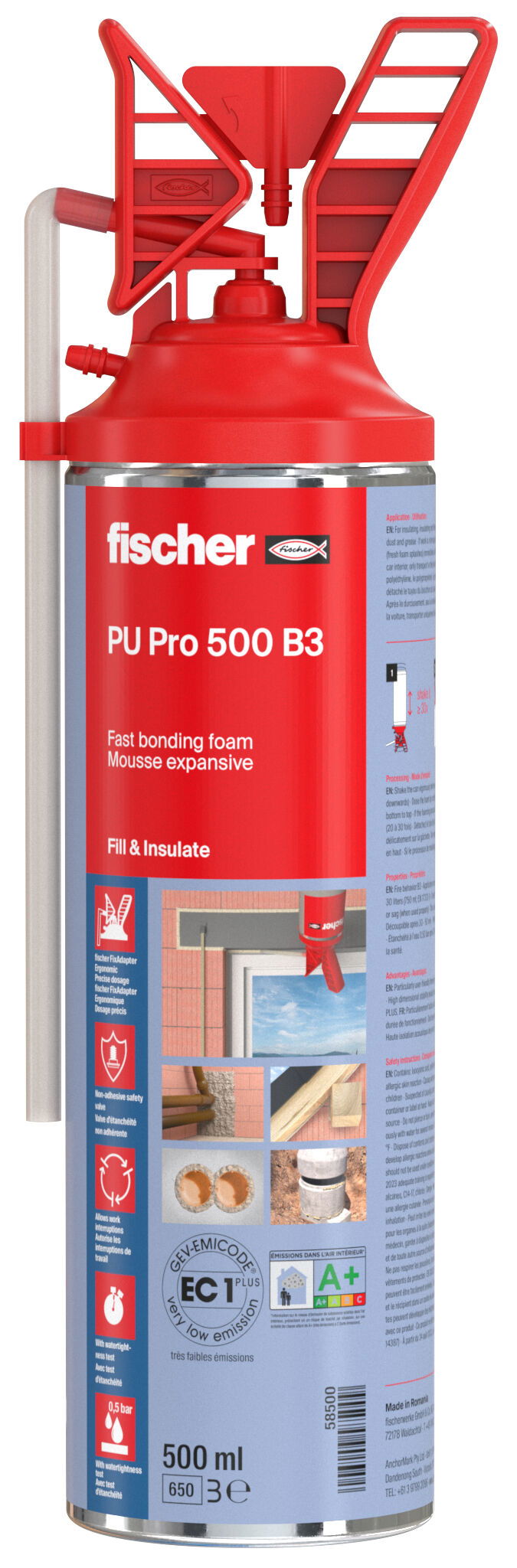 Fischer PU 1/500 B3 egykomponensű gyorsszerelő hab, bézs, 500 ml termék fő termékképe